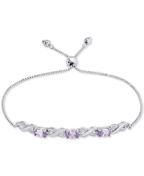 Macy's Amethyst Bolo Bracelet (1-3/4 Ct. T.w.) In Sterling Silver (Also In Blue Topaz Sapphire & Simulated Opal) Jewelry & Watches