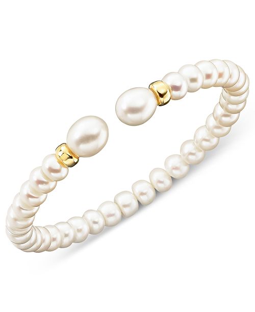 Macy's Cultured Freshwater Pearl (7mm) Rondelle Bracelet in 14k Gold Jewelry & Watches