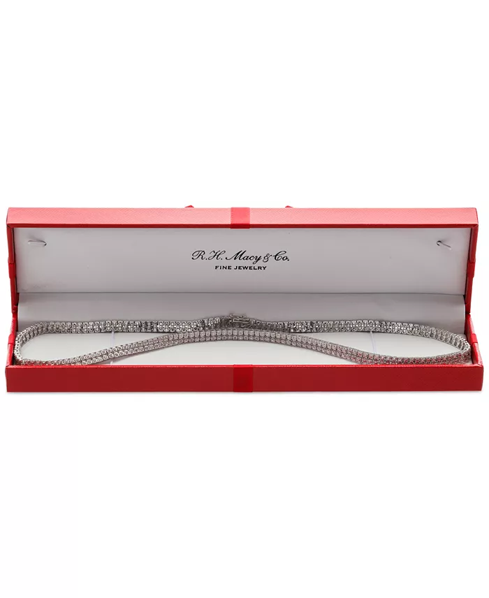 Macy's Diamond 24" Double Row Necklace (1 Ct. T.w.) In Sterling Silver Jewelry & Watches