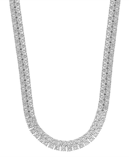 Macy's Diamond 24" Double Row Necklace (1 ct. t.w.) in Sterling Silver Jewelry & Watches