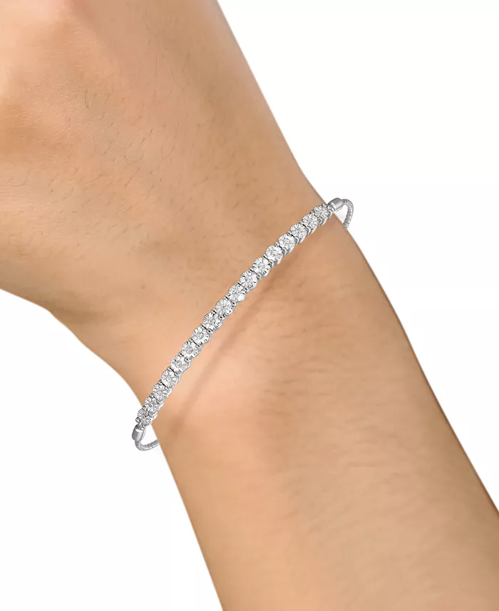 Macy's Diamond Bolo Bracelet (1/10 Ct. T.w.) In Sterling Silver 14k Gold-Plated Sterling Silver Or 14k Rose Gold-Plated Sterling Silver Jewelry & Watches