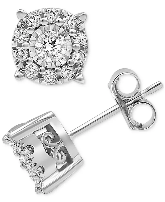 Macy's Diamond Stud Earrings (1/3 Ct. T.w.) In 14K White Yellow Or Rose Gold Jewelry & Watches
