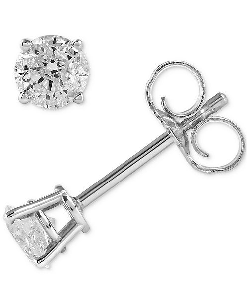 Macy's Diamond Stud Earrings (1/4 ct. t.w.) in 10k White or Yellow Gold Jewelry & Watches