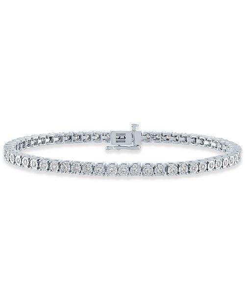 Macy's Diamond Tennis Bracelet (1 ct. t.w.) in Sterling Silver 14k Gold-Plated Sterling Silver or 14k Rose Gold-Plated Sterling Silver Jewelry & Watches