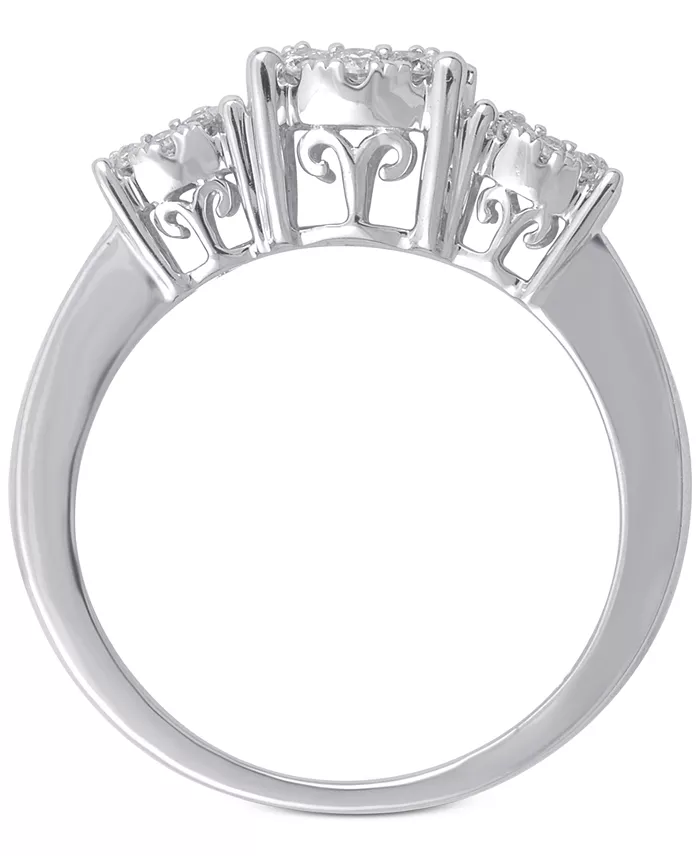 Macy's Diamond Three Stone Engagement Ring (3/4 Ct. T.w.) In 14k White Yellow Or Rose Gold Jewelry & Watches