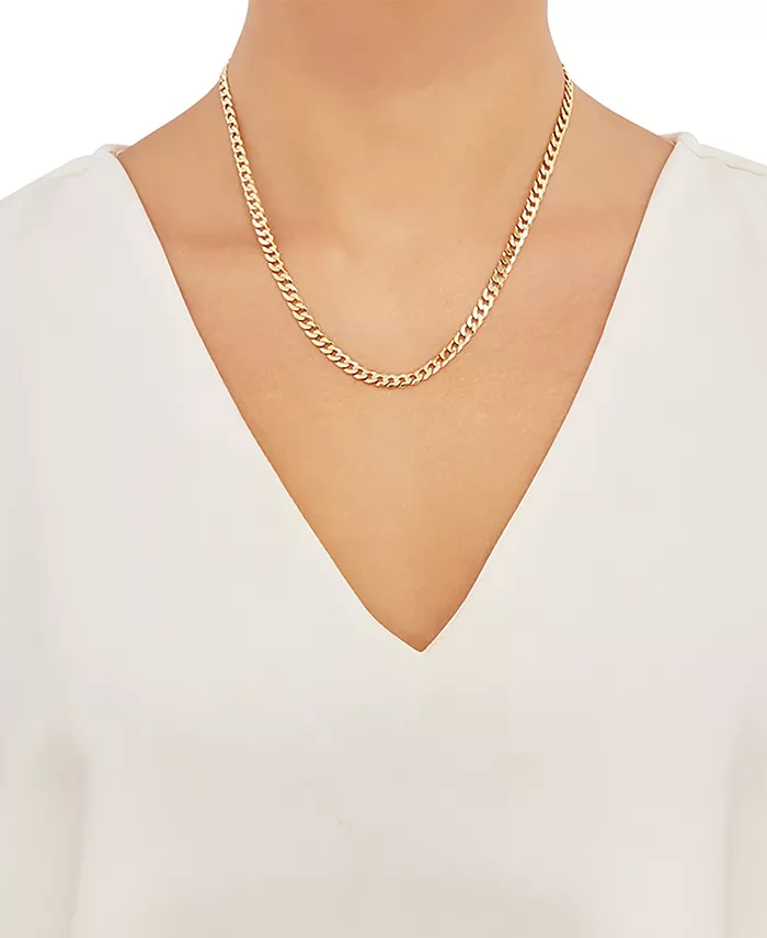 Macy's Flat Curb Link 18" Chain Necklace In 18k Gold-Plated Sterling Silver Jewelry & Watches