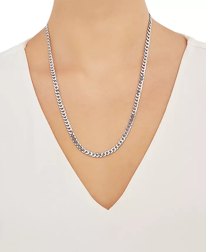 Macy's Flat Curb Link 22" Chain Necklace (5mm) In 18k Gold-Plated Sterling Silver Or Sterling Silver Jewelry & Watches