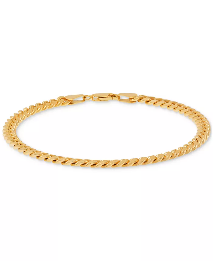 Macy's Men's Cuban Link Bracelet In 18k Gold-plated Sterling Silver & Sterling Silver Jewelry & Watches