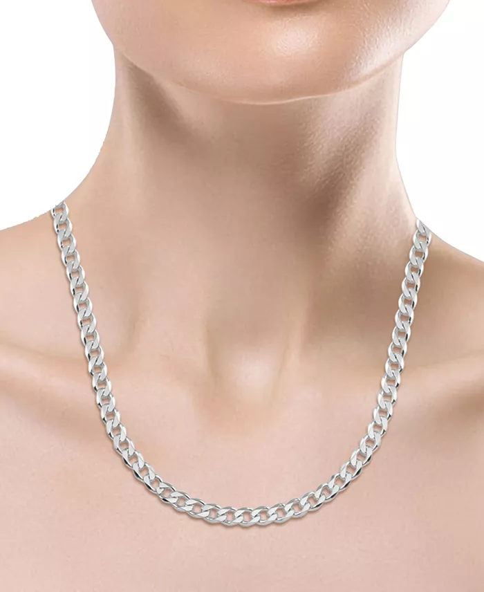 Macy's Men's Curb Link 24" Sterling Silver Necklace Chain (5-1/2mm) Jewelry & Watches