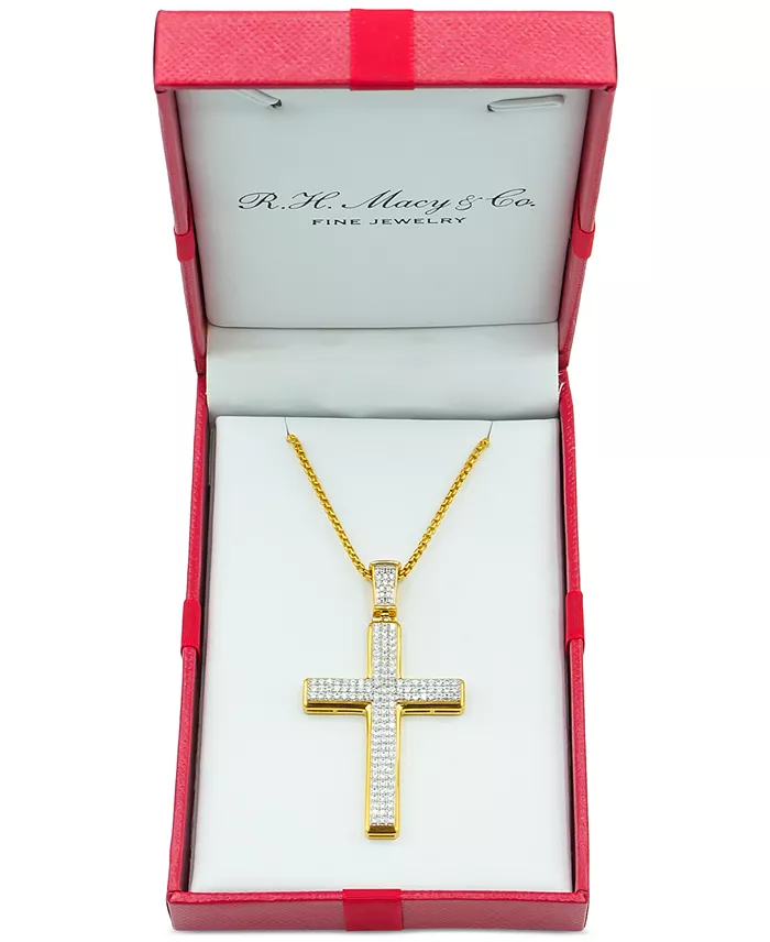 Macy's Men's Diamond Cross 22" Pendant Necklace (1 Ct. T.w.) Jewelry & Watches