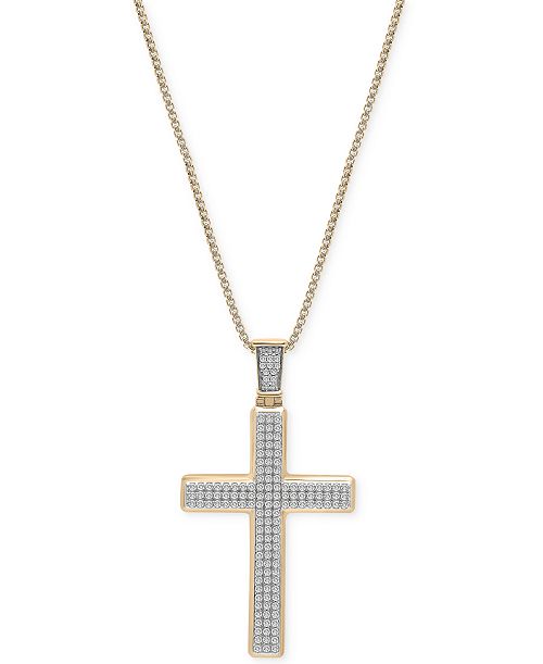 Macy's Men's Diamond Cross 22" Pendant Necklace (1 ct. t.w.) Jewelry & Watches