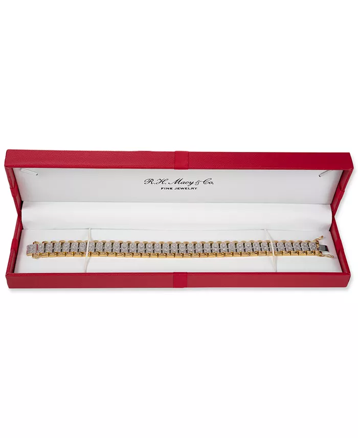 Macy's Men's Diamond Link Bracelet (1 Ct. T.w.) In Sterling Silver & 14k Gold-Plate Or Sterling Silver Jewelry & Watches
