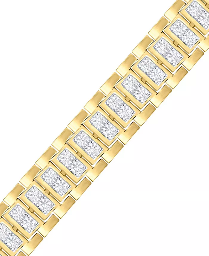 Macy's Men's Diamond Link Bracelet (1 Ct. T.w.) In Sterling Silver & 14k Gold-Plate Or Sterling Silver Jewelry & Watches