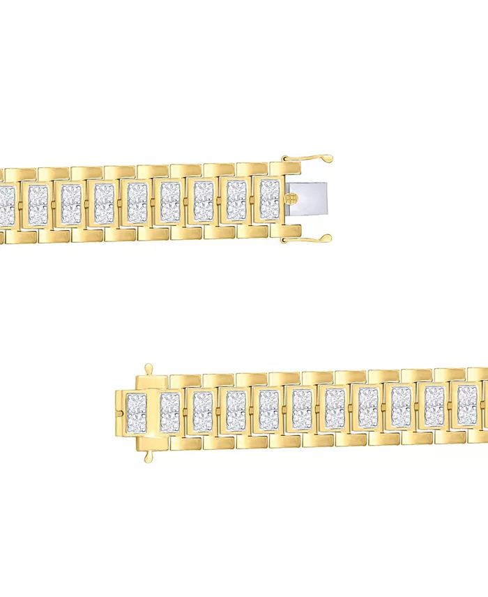 Macy's Men's Diamond Link Bracelet (1 Ct. T.w.) In Sterling Silver & 14k Gold-Plate Or Sterling Silver Jewelry & Watches