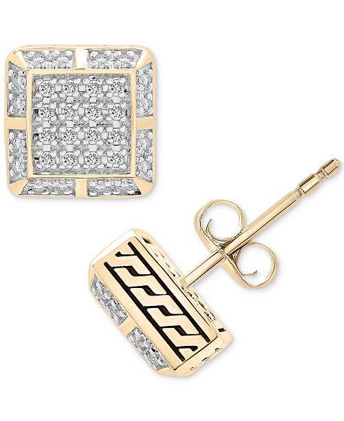 Macy's Men's Diamond Square Cluster Stud Earrings (1/3 ct. t.w.) in 14k Gold-Plated Sterling Silver Jewelry & Watches Macy's Men's Diamond Square Cluster Stud Earrings (1/3 ct. t.w.) in 14k Gold-Plated Sterling Silver Jewelry & Watches