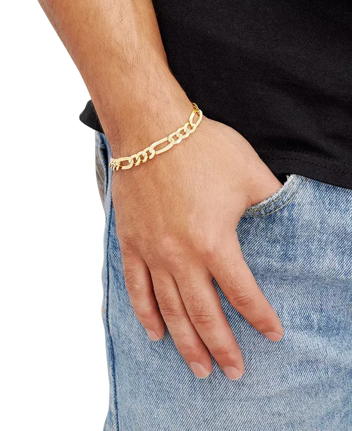 Macy's Men’s Figaro Link Chain Bracelet In 18k Gold-Plated Sterling Silver Or Sterling Silver Jewelry & Watches