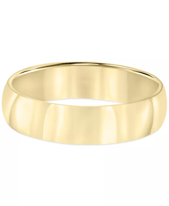 Macy's Men's Polished Wedding Band In 18k Gold-Plated Sterling Silver (Also In Sterling Silver) Jewelry & Watches
