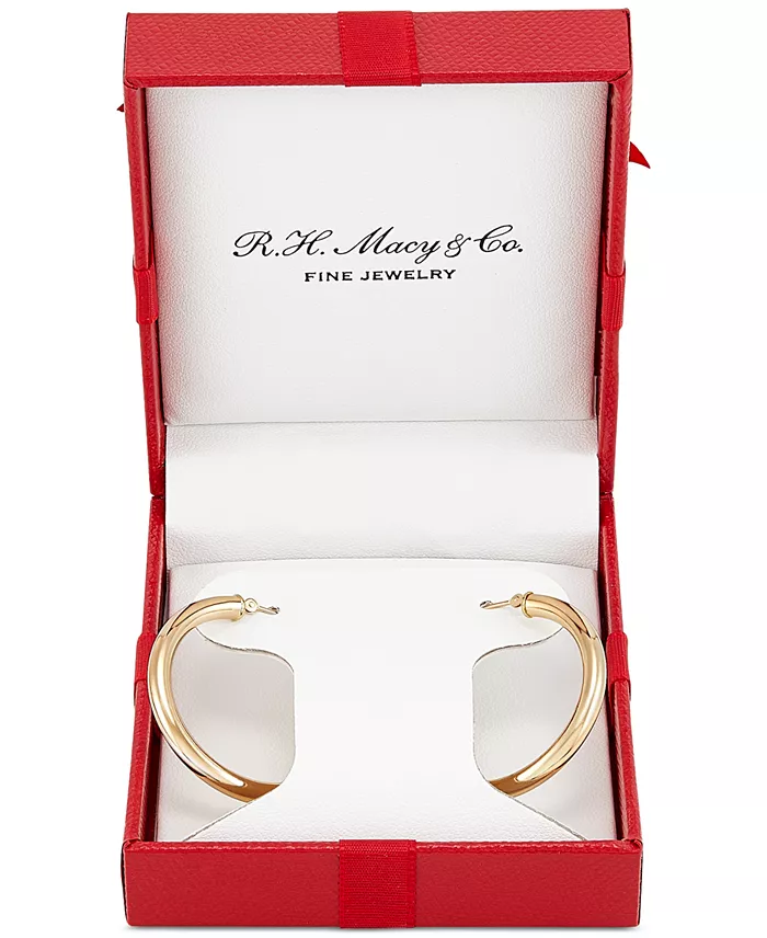 Macy's Polished Round Hoop Earrings In 14k Gold 30mm Jewelry & Watches