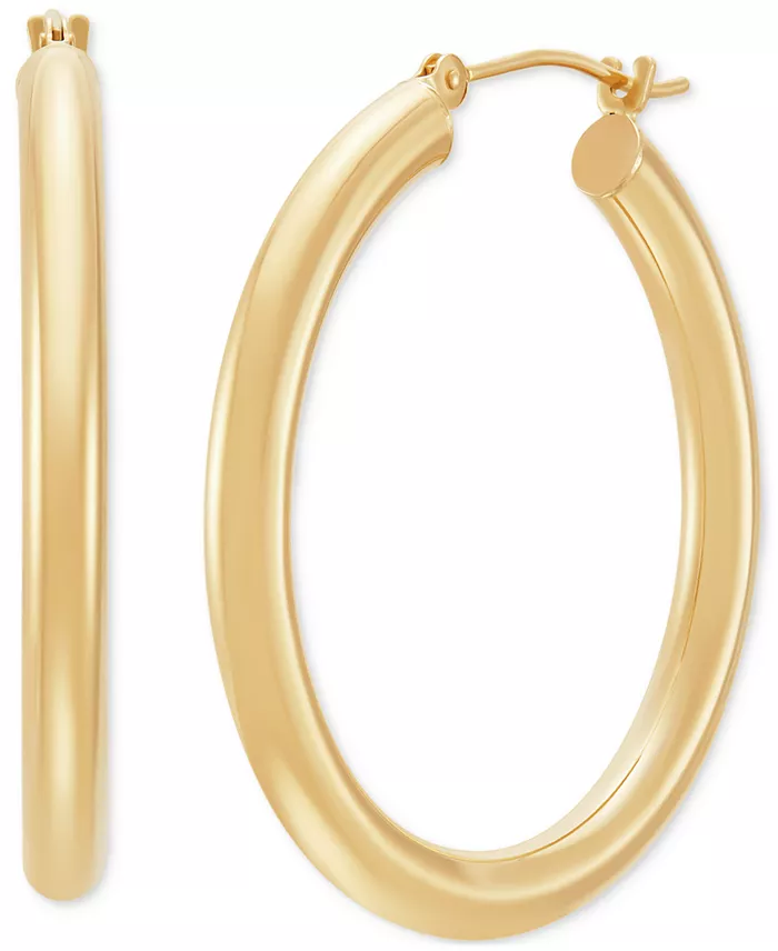 Macy's Polished Round Hoop Earrings In 14k Gold 30mm Jewelry & Watches