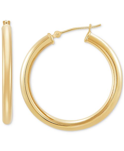 Macy's Polished Round Hoop Earrings in 14k Gold 30mm Jewelry & Watches