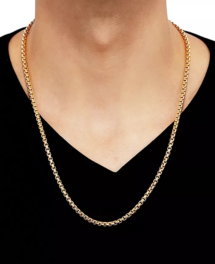 Macy's Rounded Box Link 24" Chain Necklace In 18k Gold-Plated Sterling Silver Jewelry & Watches