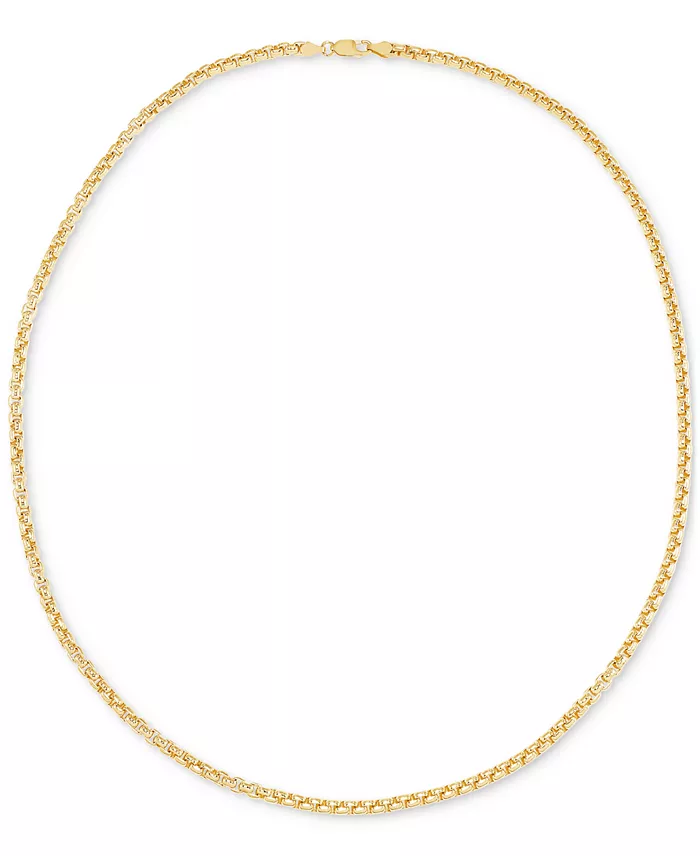 Macy's Rounded Box Link 24" Chain Necklace In 18k Gold-Plated Sterling Silver Jewelry & Watches