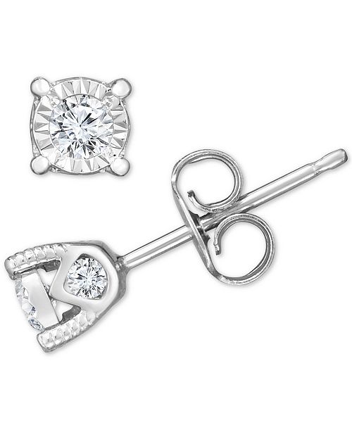 Macy's TruMiracle® Diamond Stud Earrings (3/8 ct. t.w.) in 14k White Yellow or Rose Gold Jewelry & Watches
