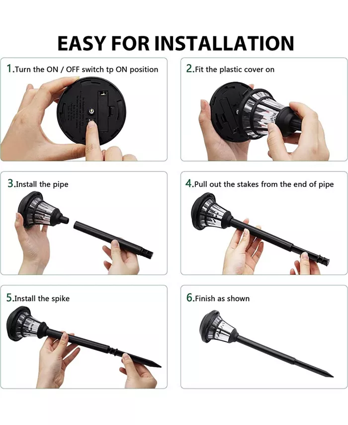 MAGGIFT 6-Pack Waterproof Solar Path Lights For Outdoor Spaces Furniture