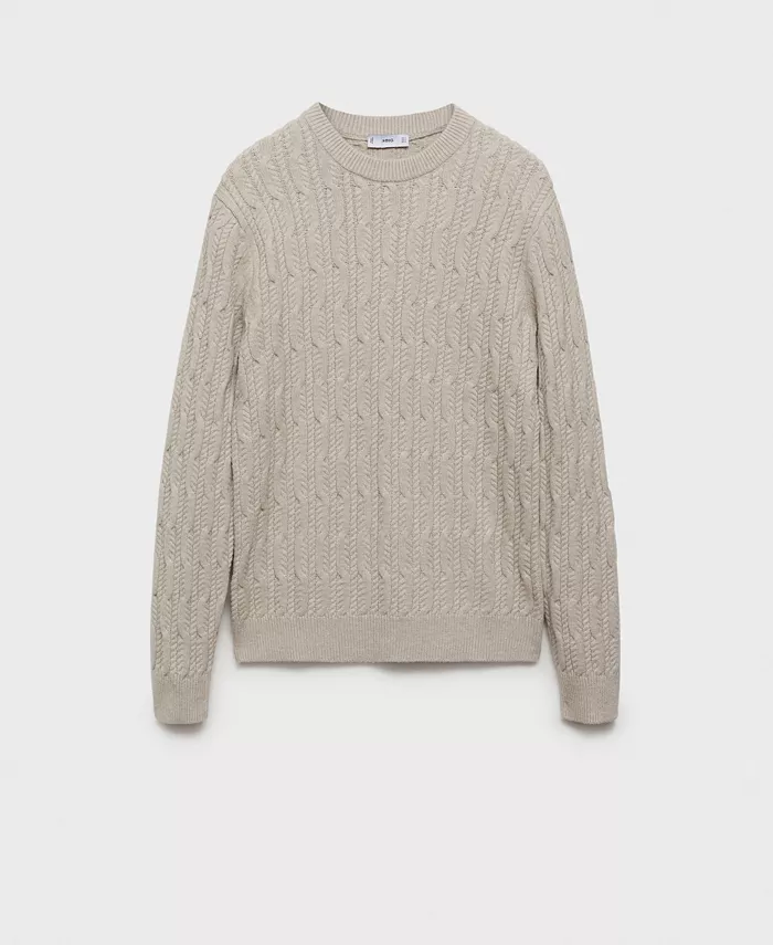 MANGO Men's Slim-Fit Braided Knit Sweater Men's Fashion & Accessories