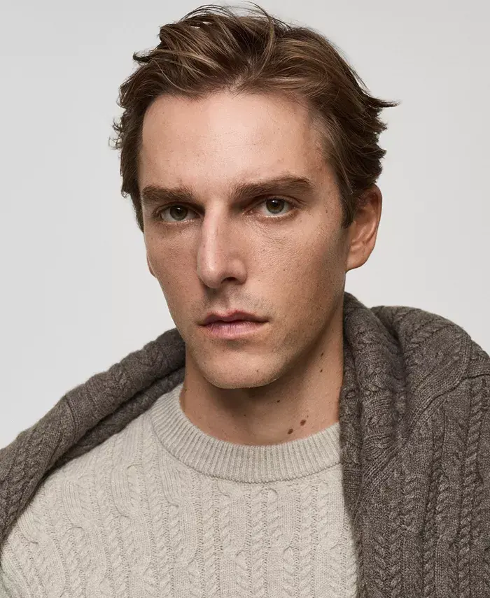 MANGO Men's Slim-Fit Braided Knit Sweater Men's Fashion & Accessories