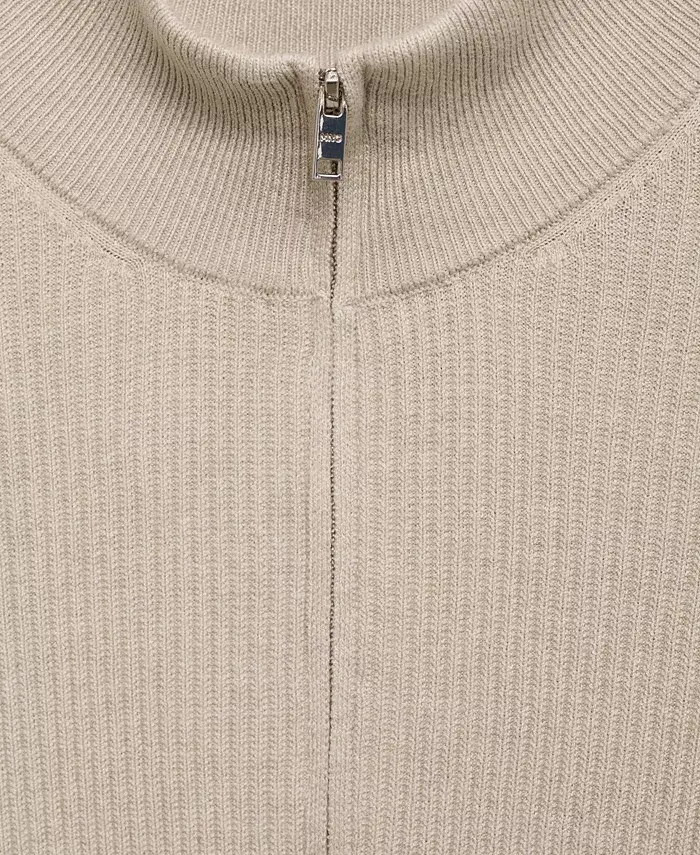 MANGO Men's Slim-Fit Quarter-Zip Knit Sweater Men's Fashion & Accessories