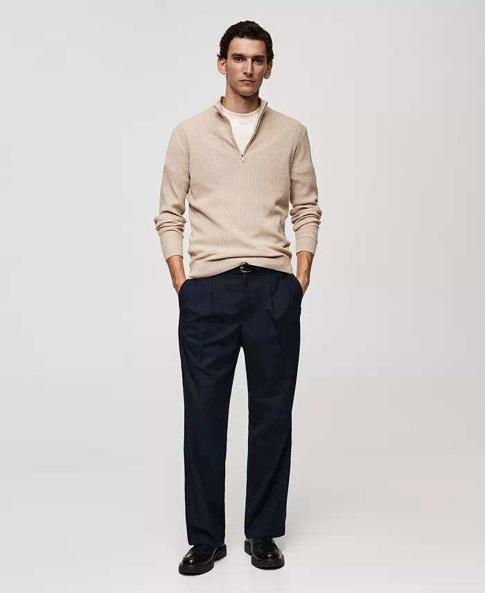 MANGO Men's Slim-Fit Quarter-Zip Knit Sweater Men's Fashion & Accessories