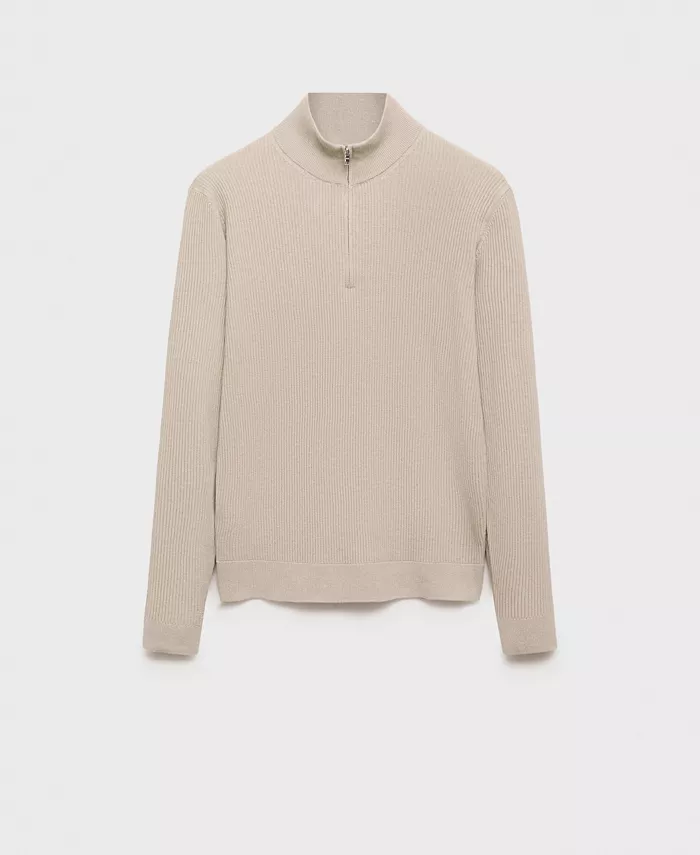 MANGO Men's Slim-Fit Quarter-Zip Knit Sweater Men's Fashion & Accessories