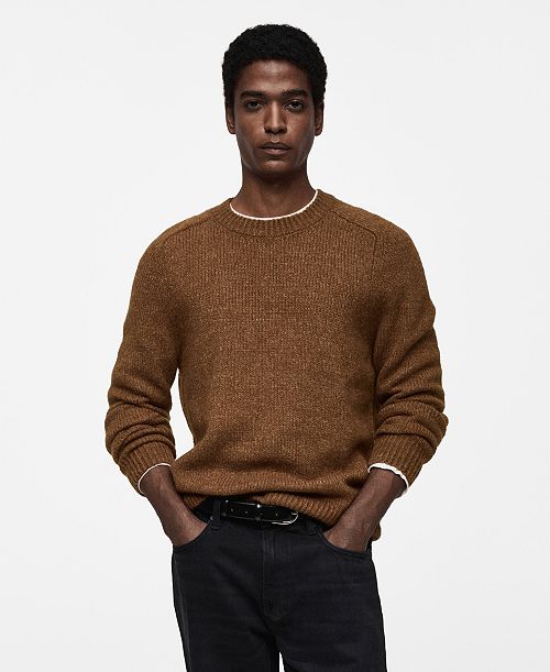 MANGO Men's Slim-Fit Wool-Blend Knit Sweater Men's Fashion & Accessories