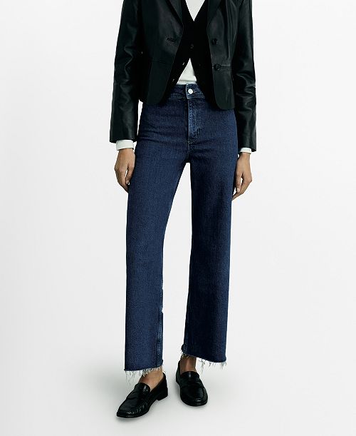 MANGO Women's Catherin Culotte High-Rise Jeans Women's Fashion Shoes & Accessories