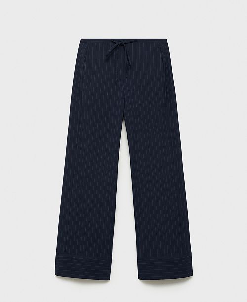 MANGO Women's Chalk-Stripe Straight Trousers Women's Fashion Shoes & Accessories