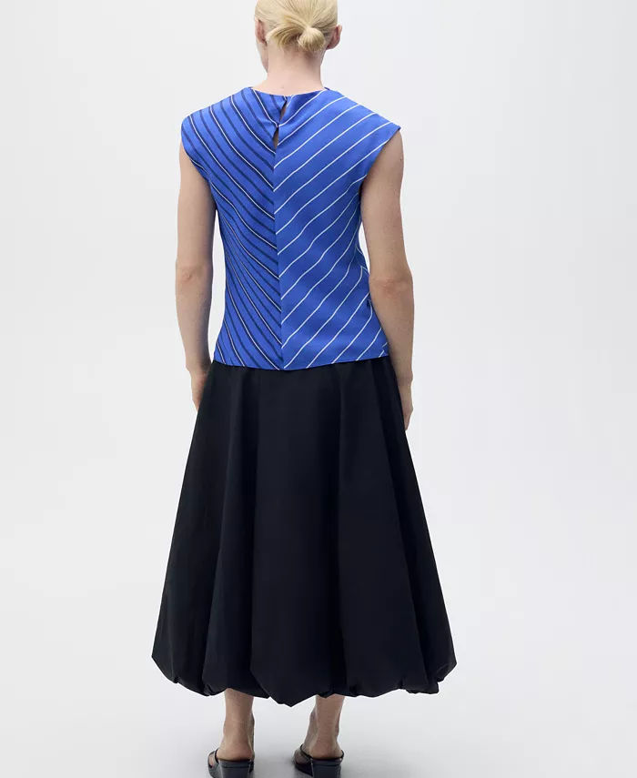 MANGO Women's Combined Striped Blouse Women's Fashion Shoes & Accessories