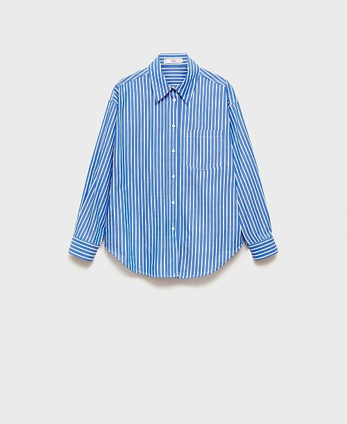 MANGO Women's Combined Striped Shirt Women's Fashion Shoes & Accessories