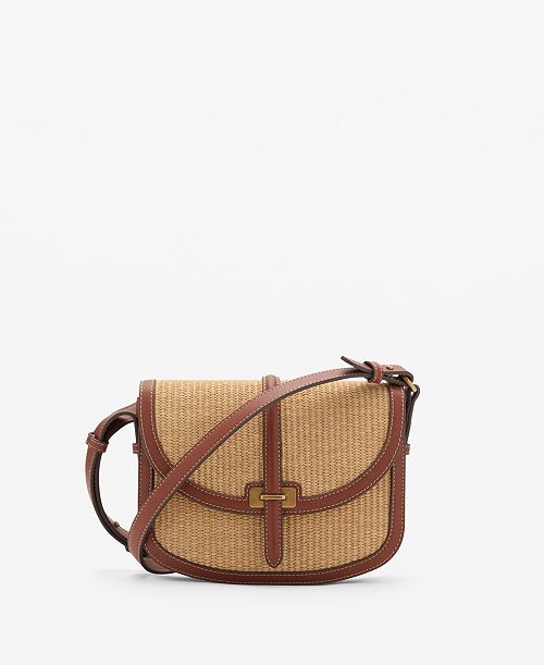 MANGO Women's Contrast Canvas Crossbody Bag Women's Fashion Shoes & Accessories