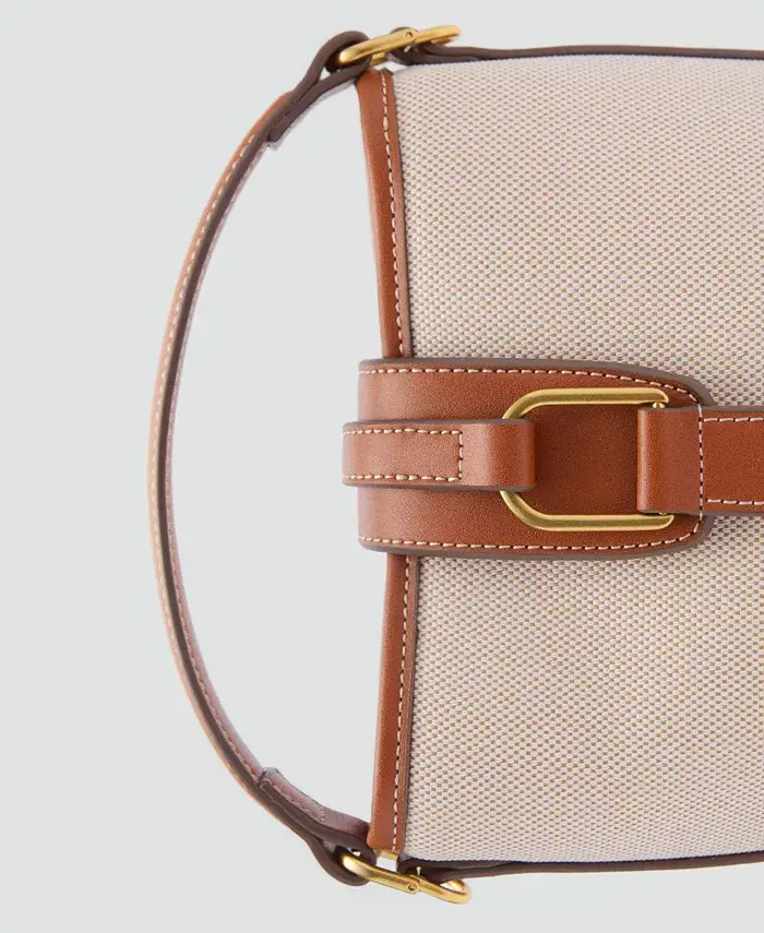 MANGO Women's Contrasting Canvas Bucket Bag Women's Fashion Shoes & Accessories