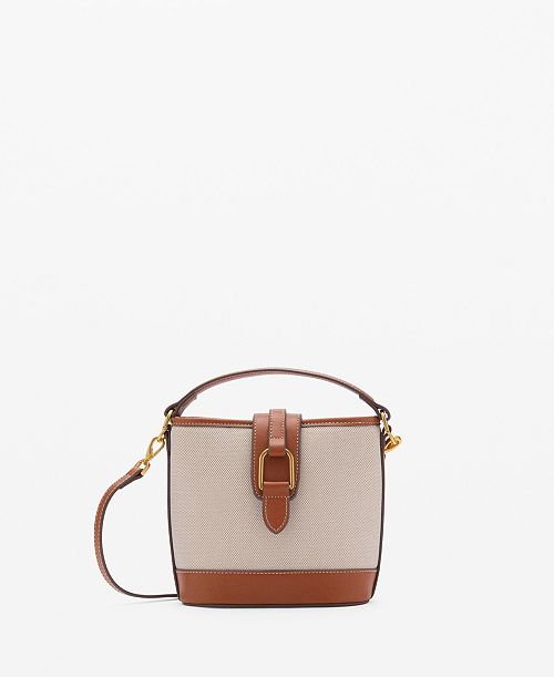 MANGO Women's Contrasting Canvas Bucket Bag Women's Fashion Shoes & Accessories