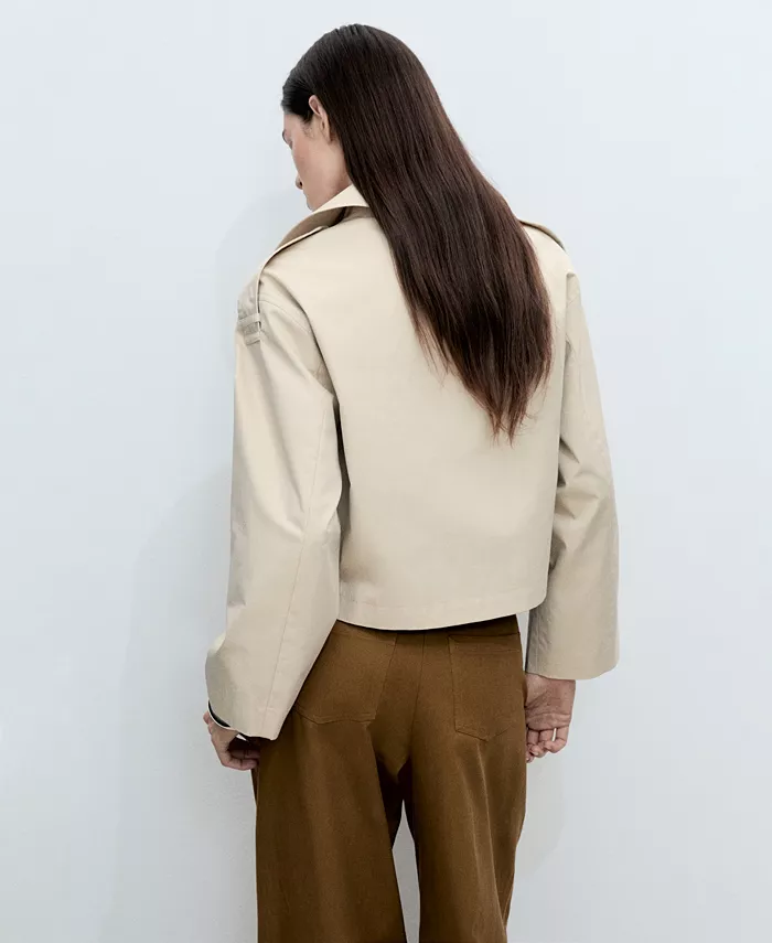 MANGO Women's Double-Breasted Cropped Trench Jacket Women's Fashion Shoes & Accessories