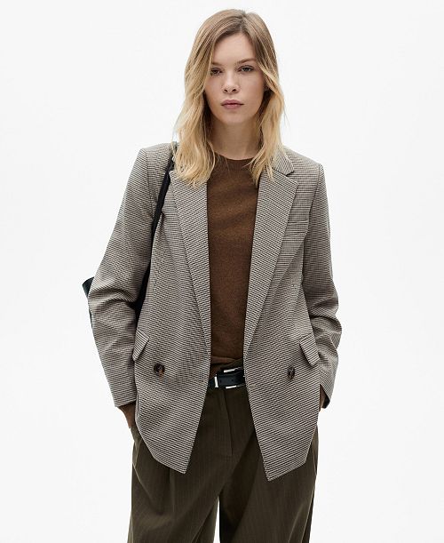 MANGO Women's Double-Breasted Jacket Women's Fashion Shoes & Accessories