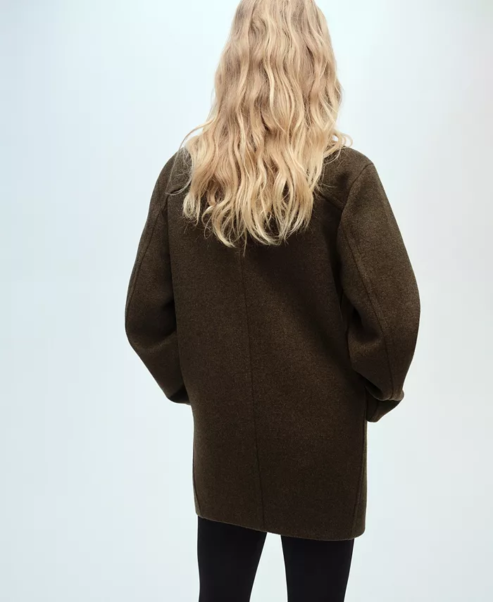 MANGO Women's Double-Breasted Wool Coat Women's Fashion Shoes & Accessories