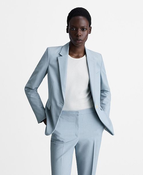 MANGO Women's Fitted Suit Jacket Women's Fashion Shoes & Accessories