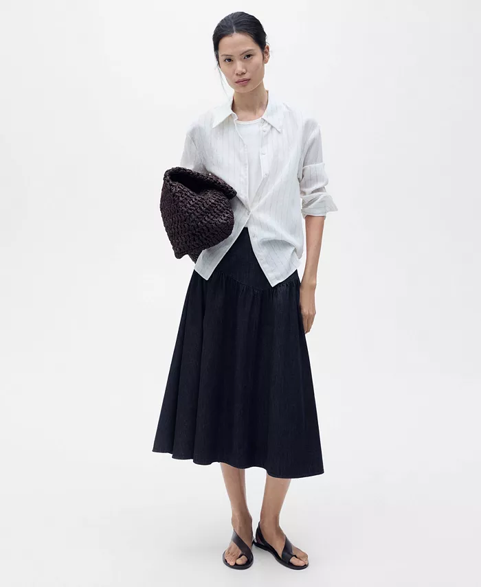 MANGO Women's Flared Denim Skirts Women's Fashion Shoes & Accessories