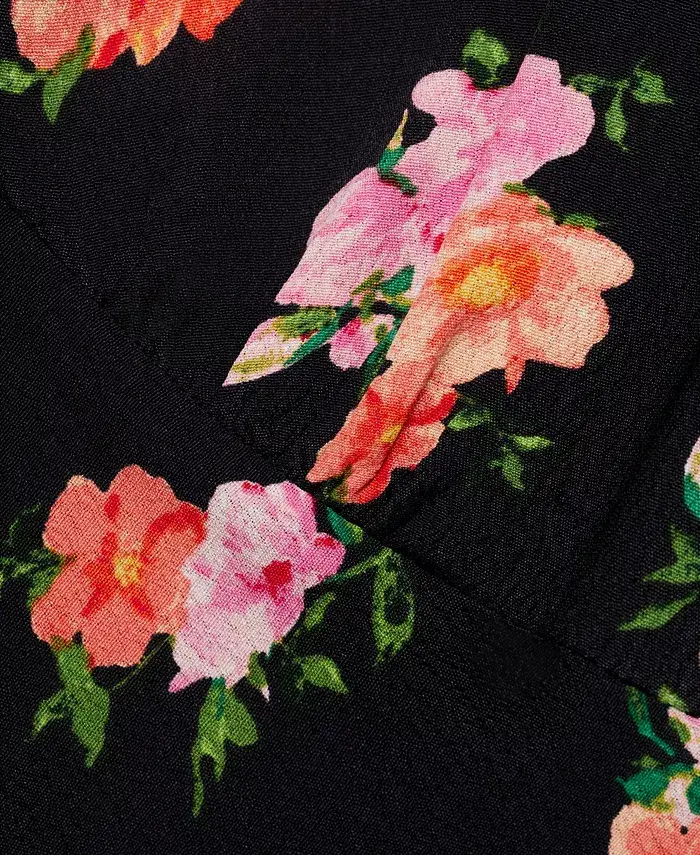 MANGO Women's Floral Midi Dress Women's Fashion Shoes & Accessories