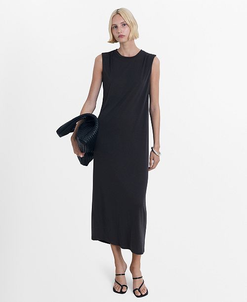 MANGO Women's Flowy Long Dress Women's Fashion Shoes & Accessories