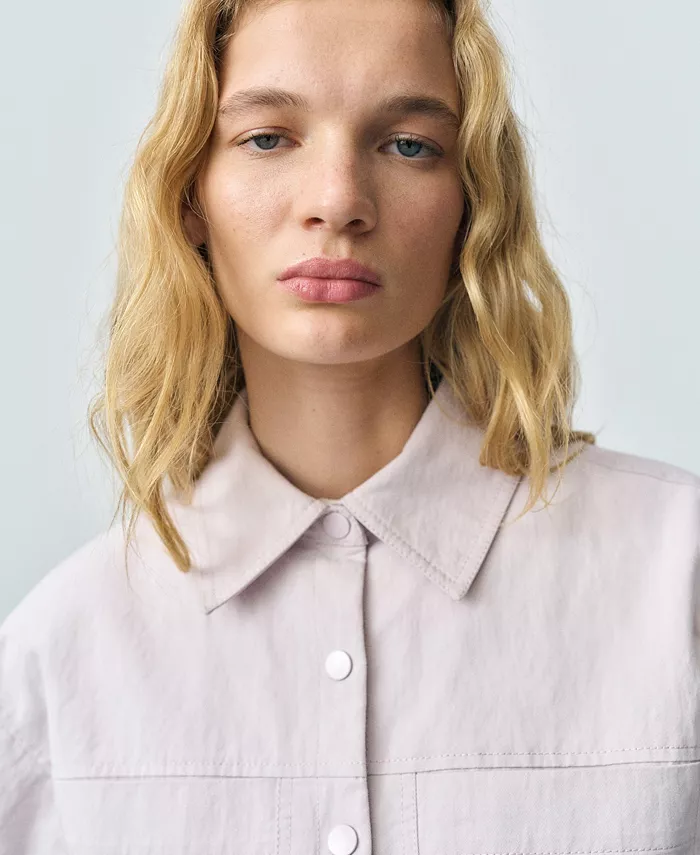 MANGO Women's Gathered Denim Jacket Women's Fashion Shoes & Accessories