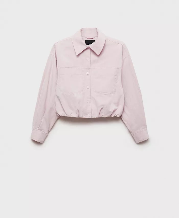 MANGO Women's Gathered Denim Jacket Women's Fashion Shoes & Accessories